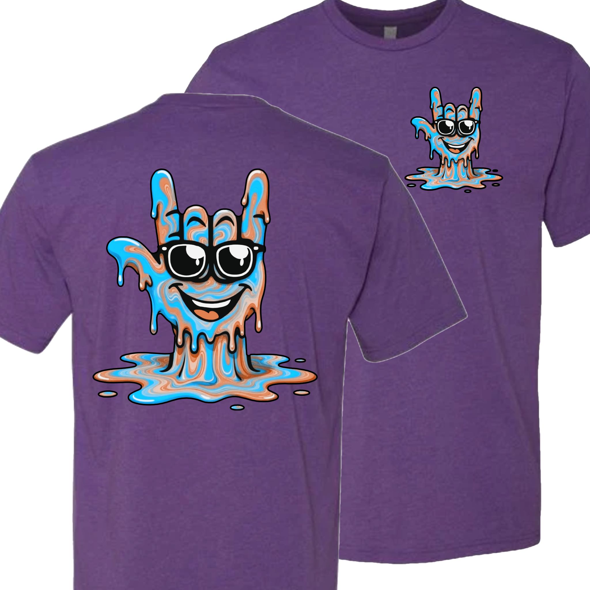 ASL Drip Face T-Shirt - Brown
