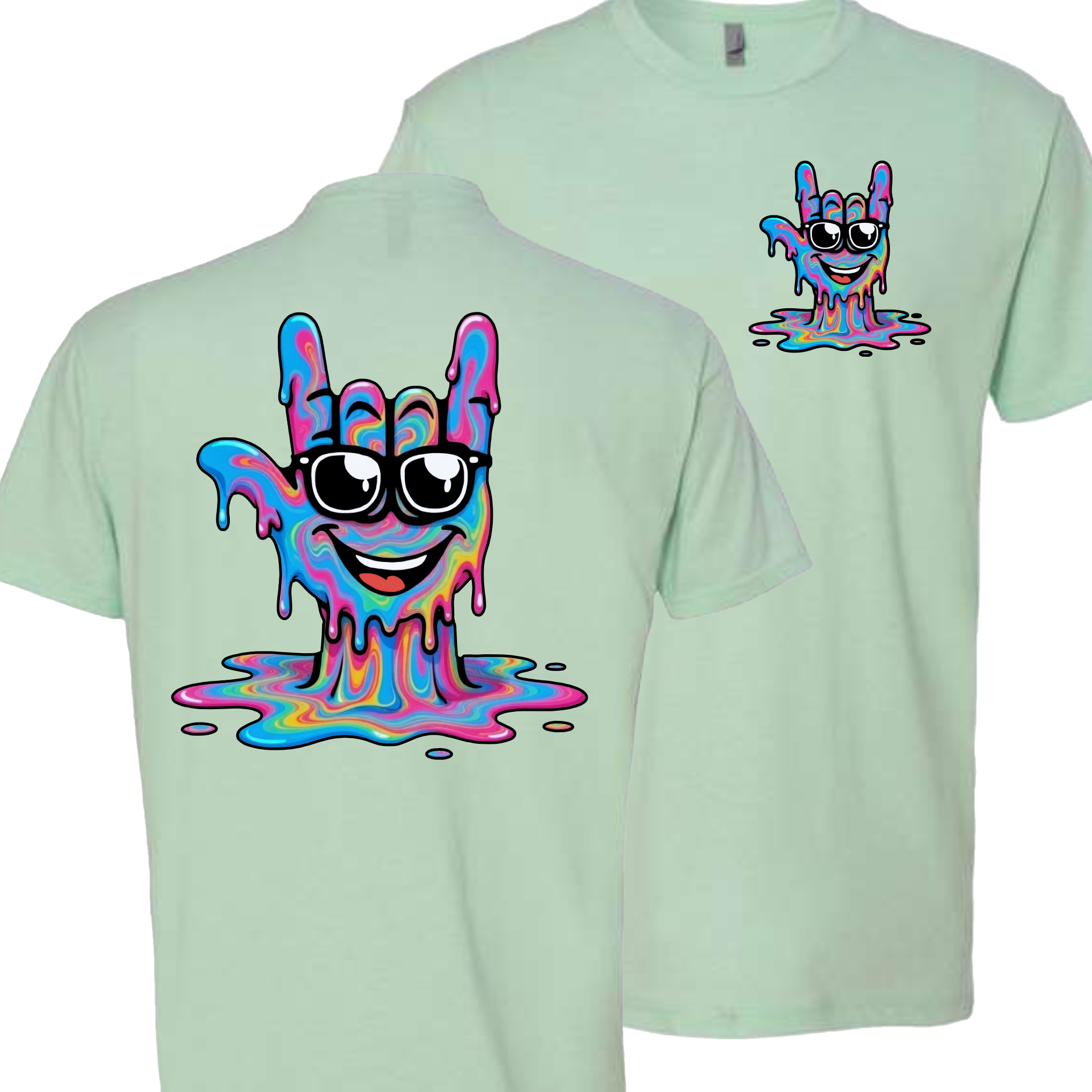 ASL Drip Face T-Shirt - Rainbow