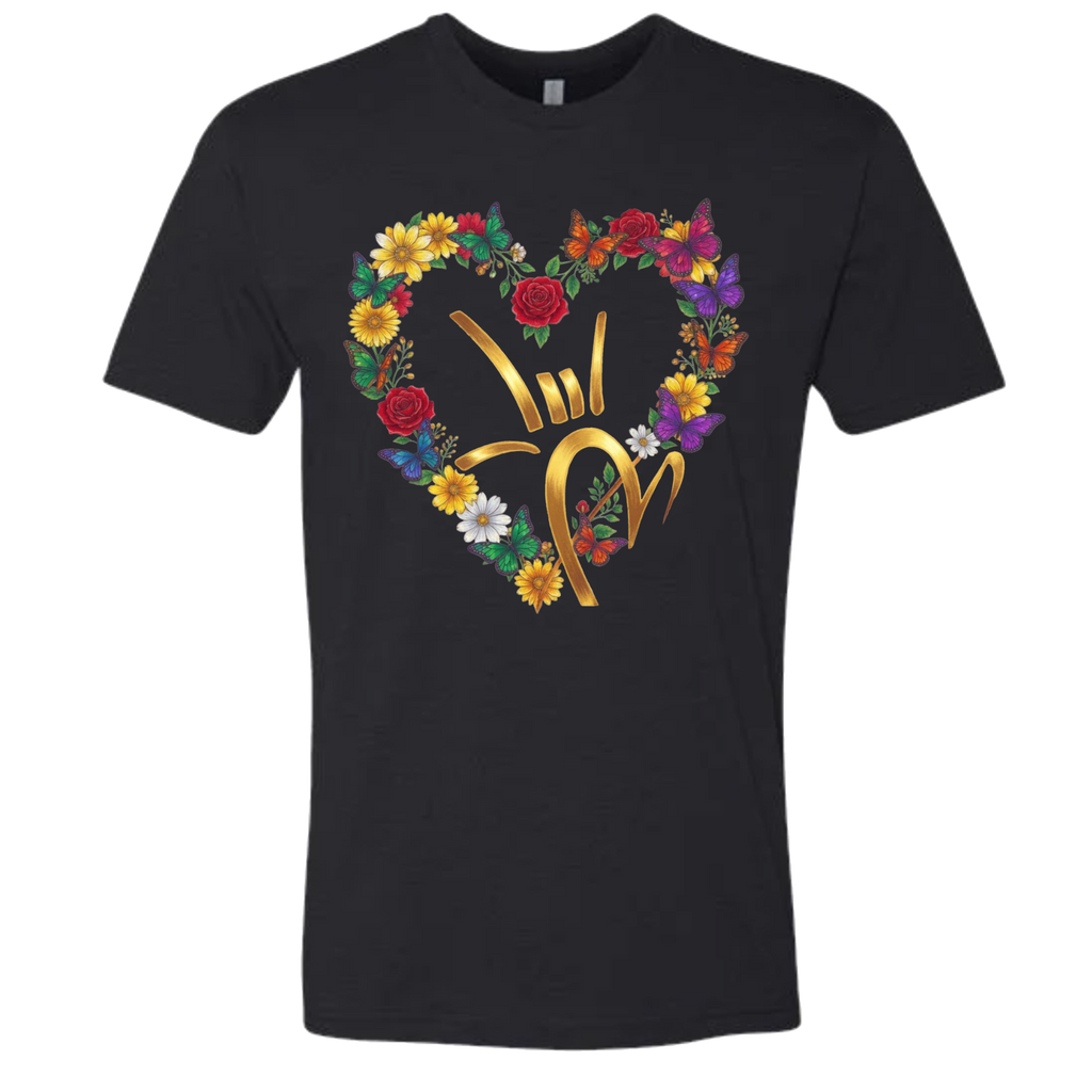 Gold ILY & Flower HEART T-Shirt