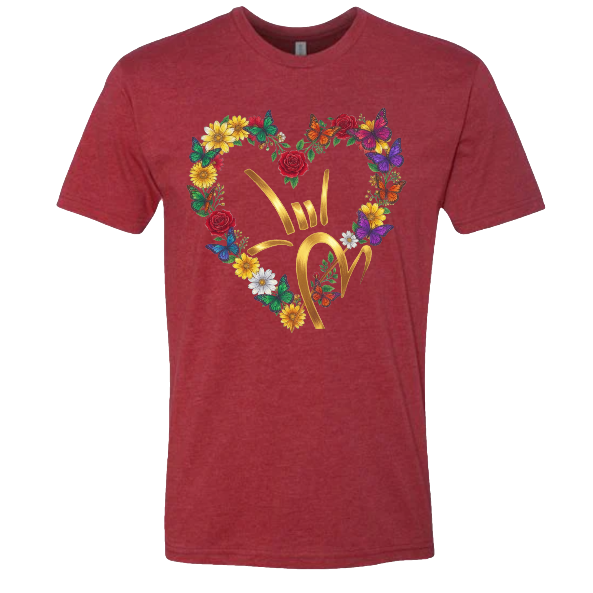Gold ILY & Flower HEART T-Shirt