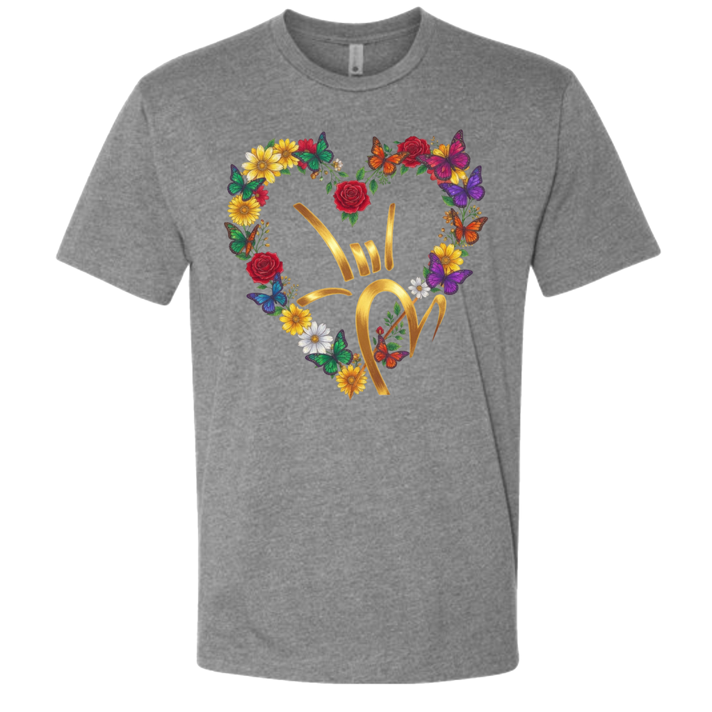 Gold ILY & Flower HEART T-Shirt