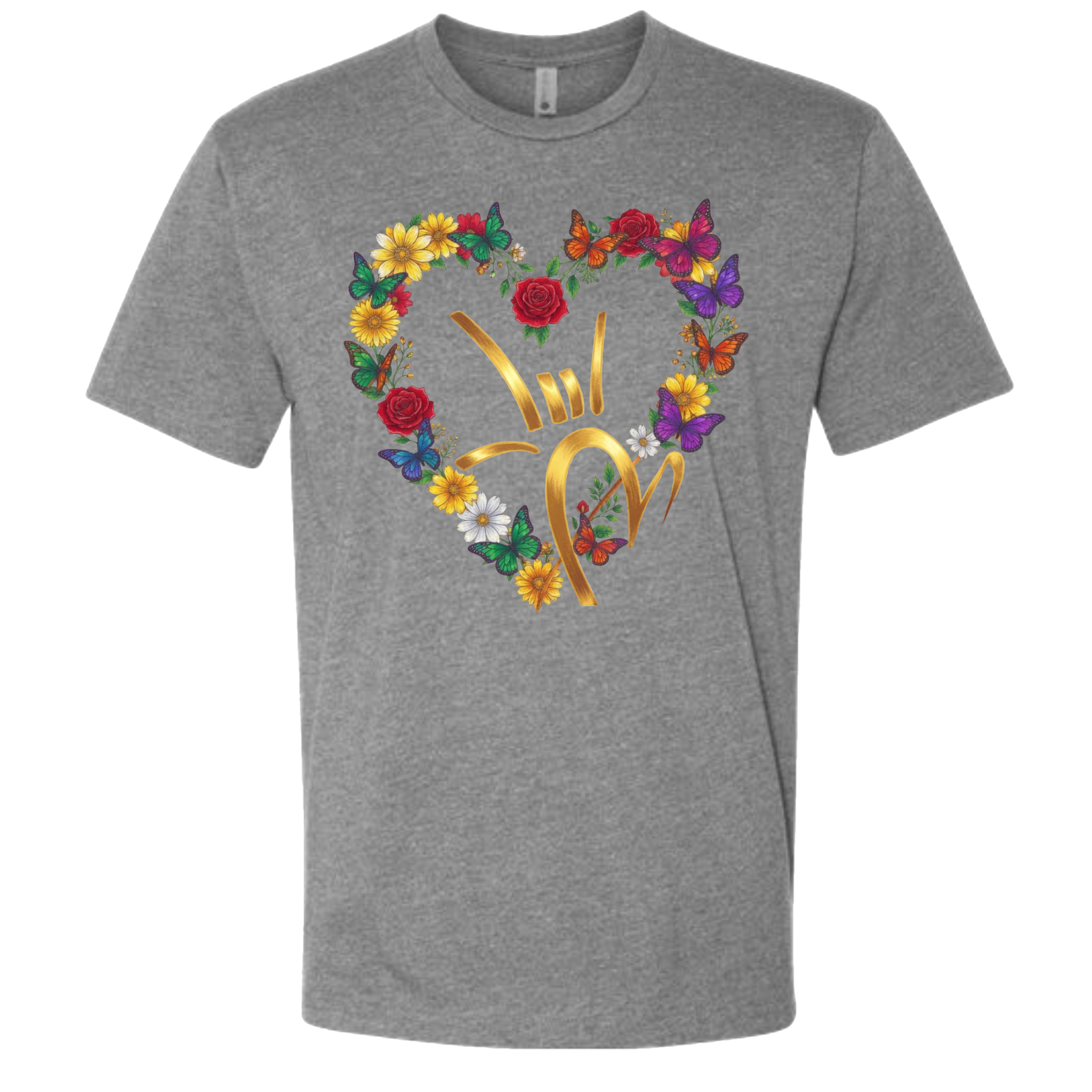 Gold ILY & Flower HEART T-Shirt