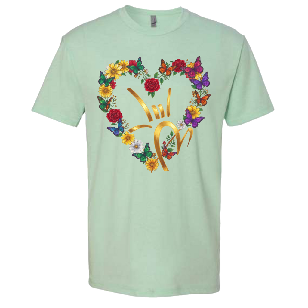 Gold ILY & Flower HEART T-Shirt