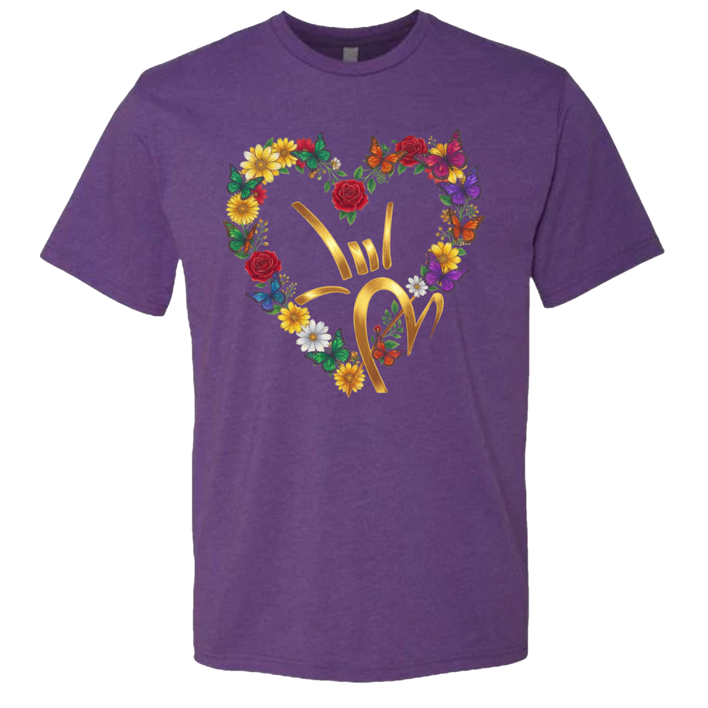 Gold ILY & Flower HEART T-Shirt