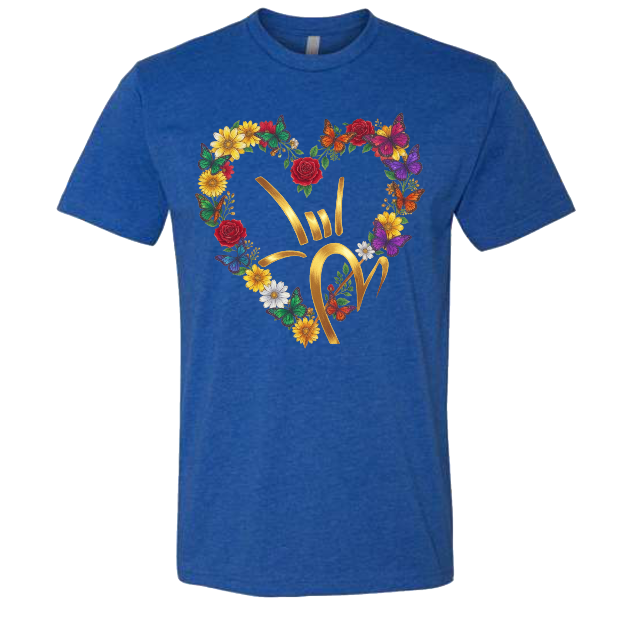 Gold ILY & Flower HEART T-Shirt