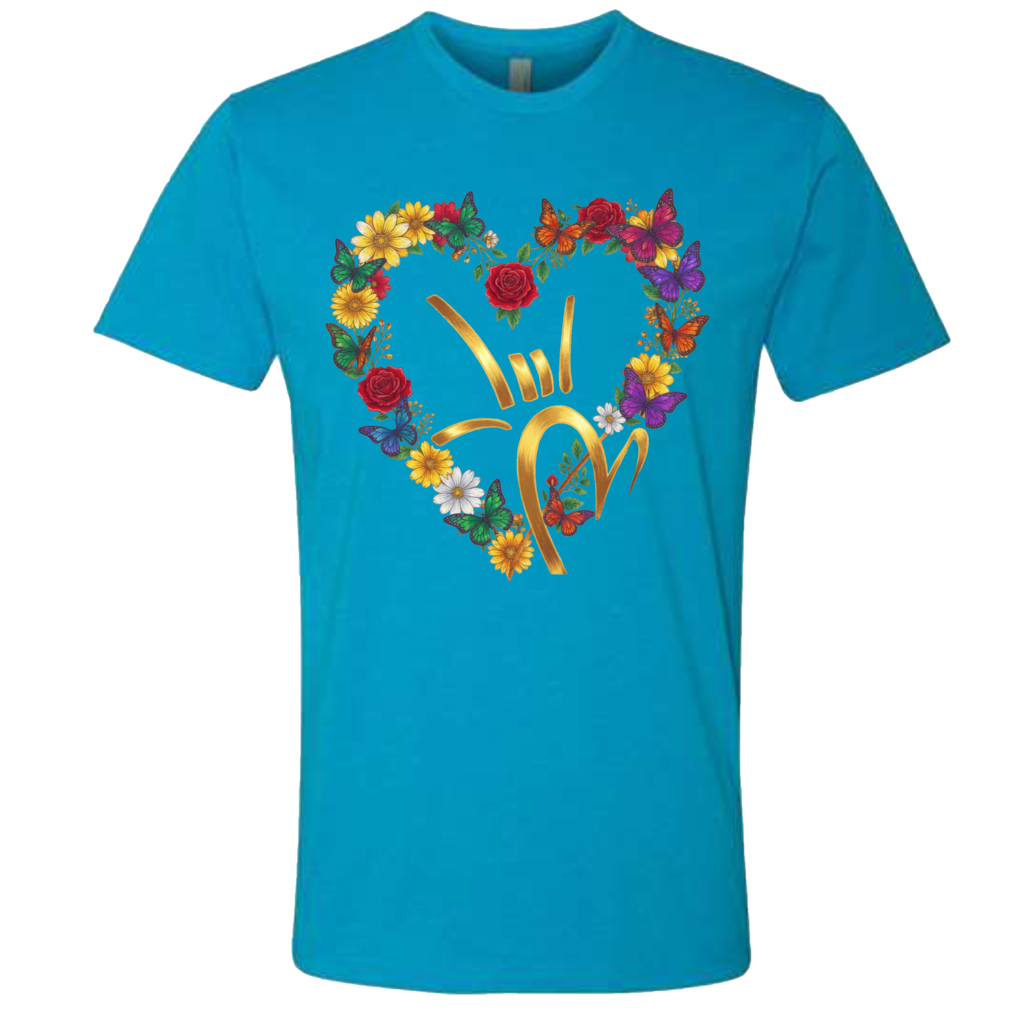 Gold ILY & Flower HEART T-Shirt