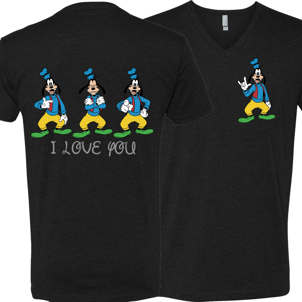 Goofy ILY I Love You V-Neck T-Shirt (MEN)