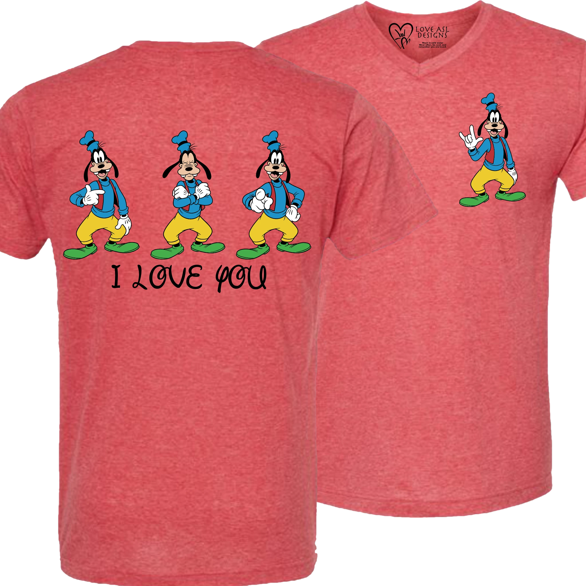 Goofy ILY I Love You V-Neck T-Shirt (MEN)