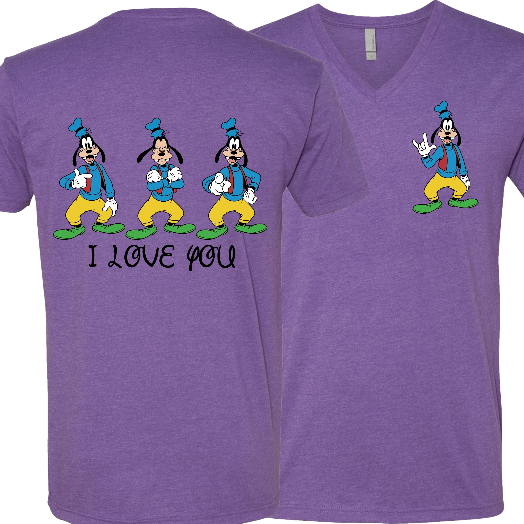 Goofy ILY I Love You V-Neck T-Shirt (MEN)