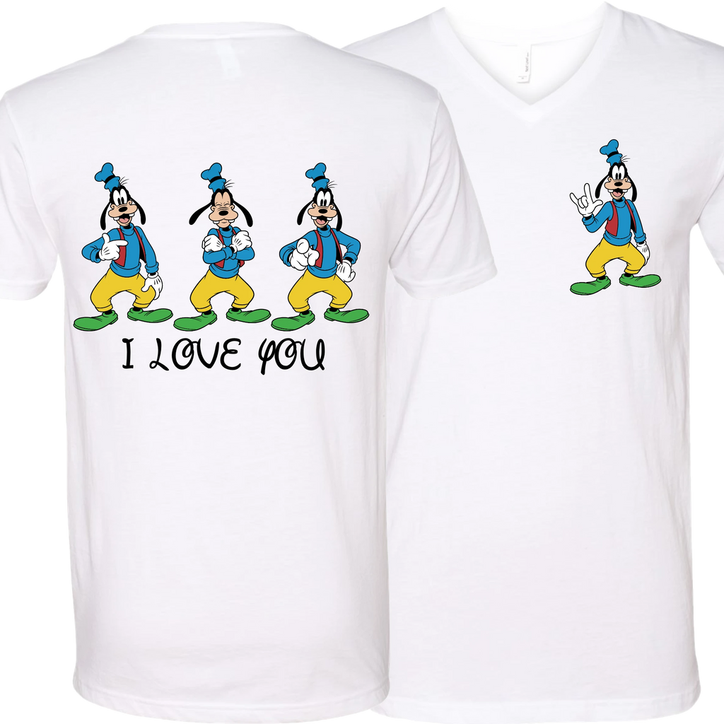 Goofy ILY I Love You V-Neck T-Shirt (MEN)