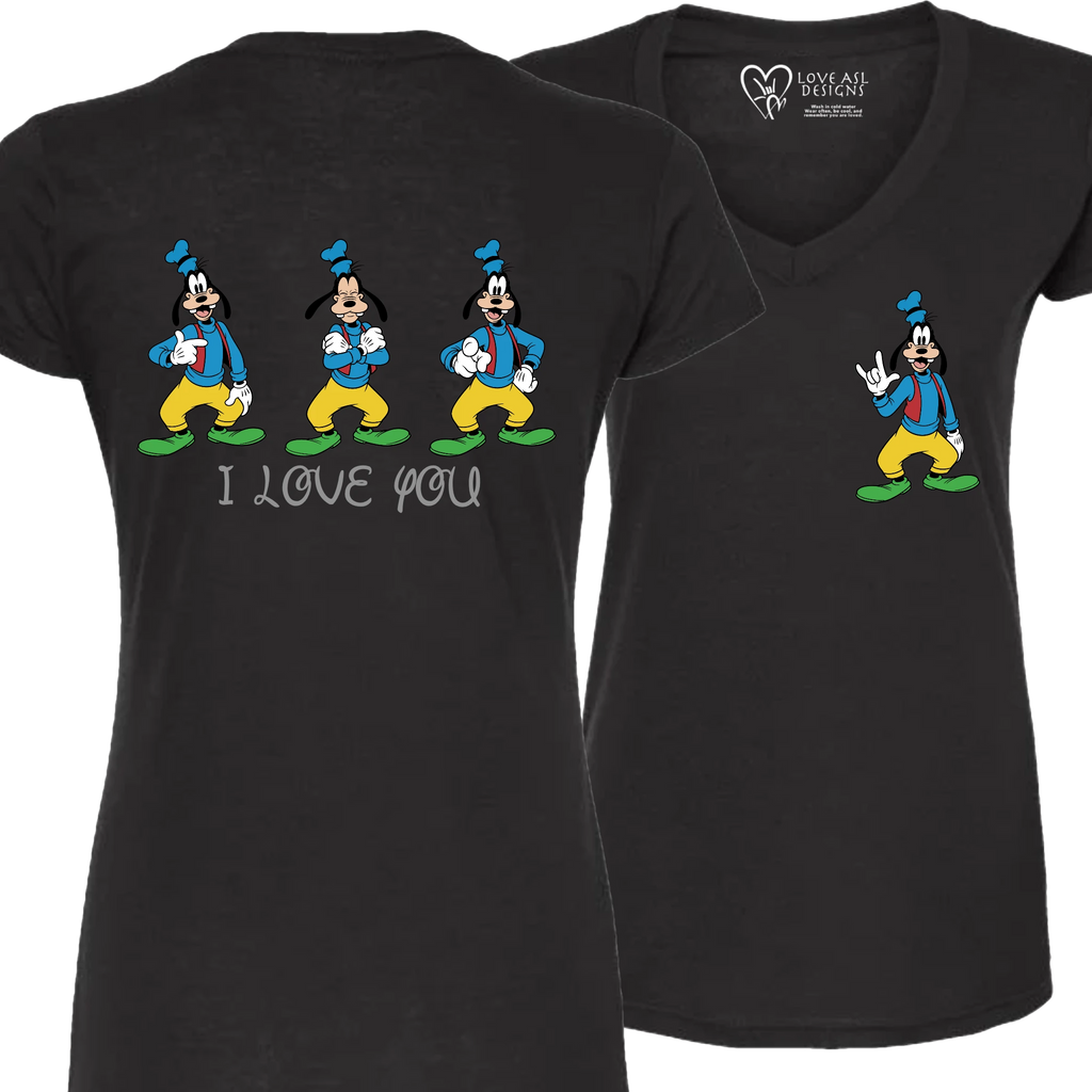 Goofy ILY I Love You V-Neck T-Shirt (WOMEN)