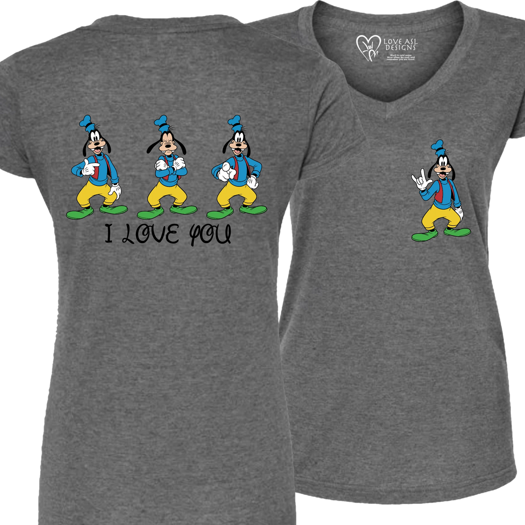 Goofy ILY I Love You V-Neck T-Shirt (WOMEN)