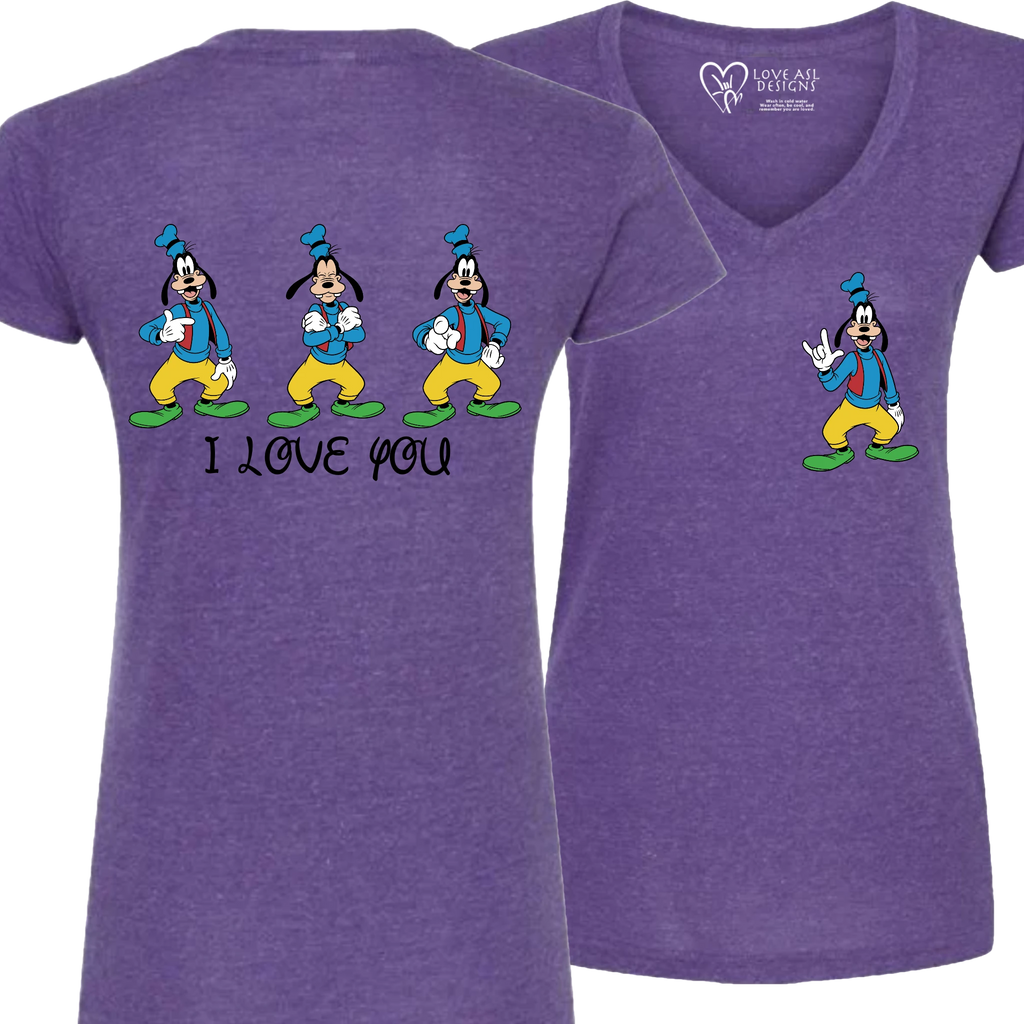 Goofy ILY I Love You V-Neck T-Shirt (WOMEN)