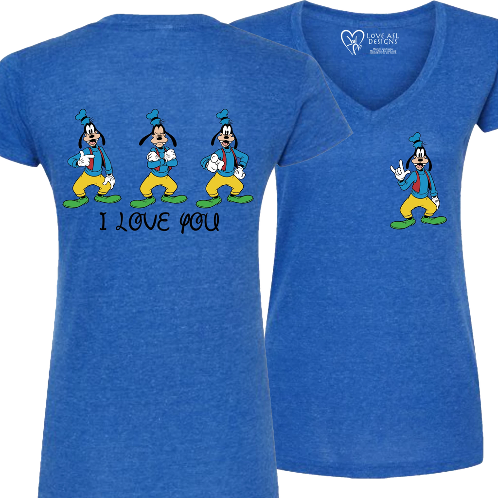 Goofy ILY I Love You V-Neck T-Shirt (WOMEN)
