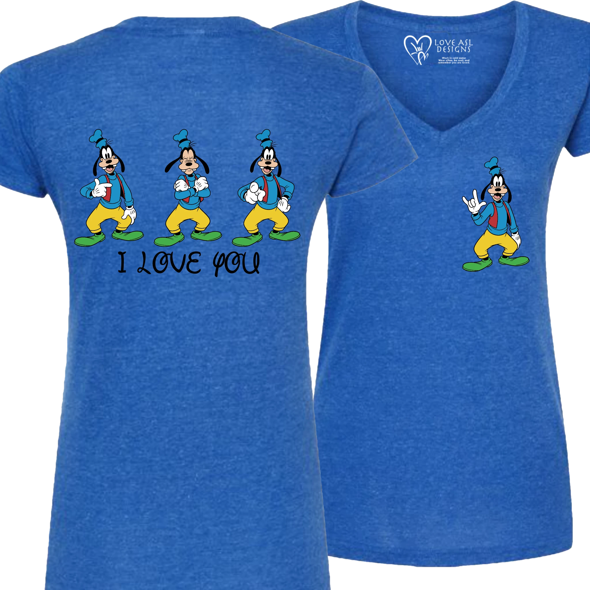 Goofy ILY I Love You V-Neck T-Shirt (WOMEN)