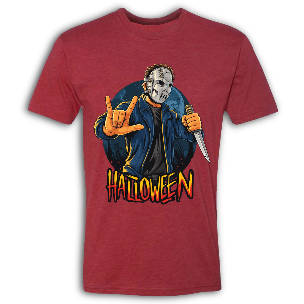 Halloween Mask & Knife Crew T-Shirt