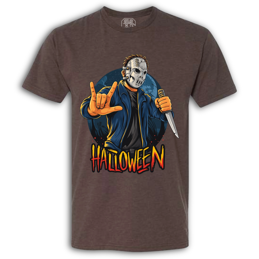 Halloween Mask & Knife Crew T-Shirt