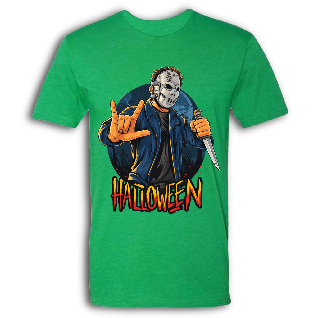 Halloween Mask & Knife Crew T-Shirt