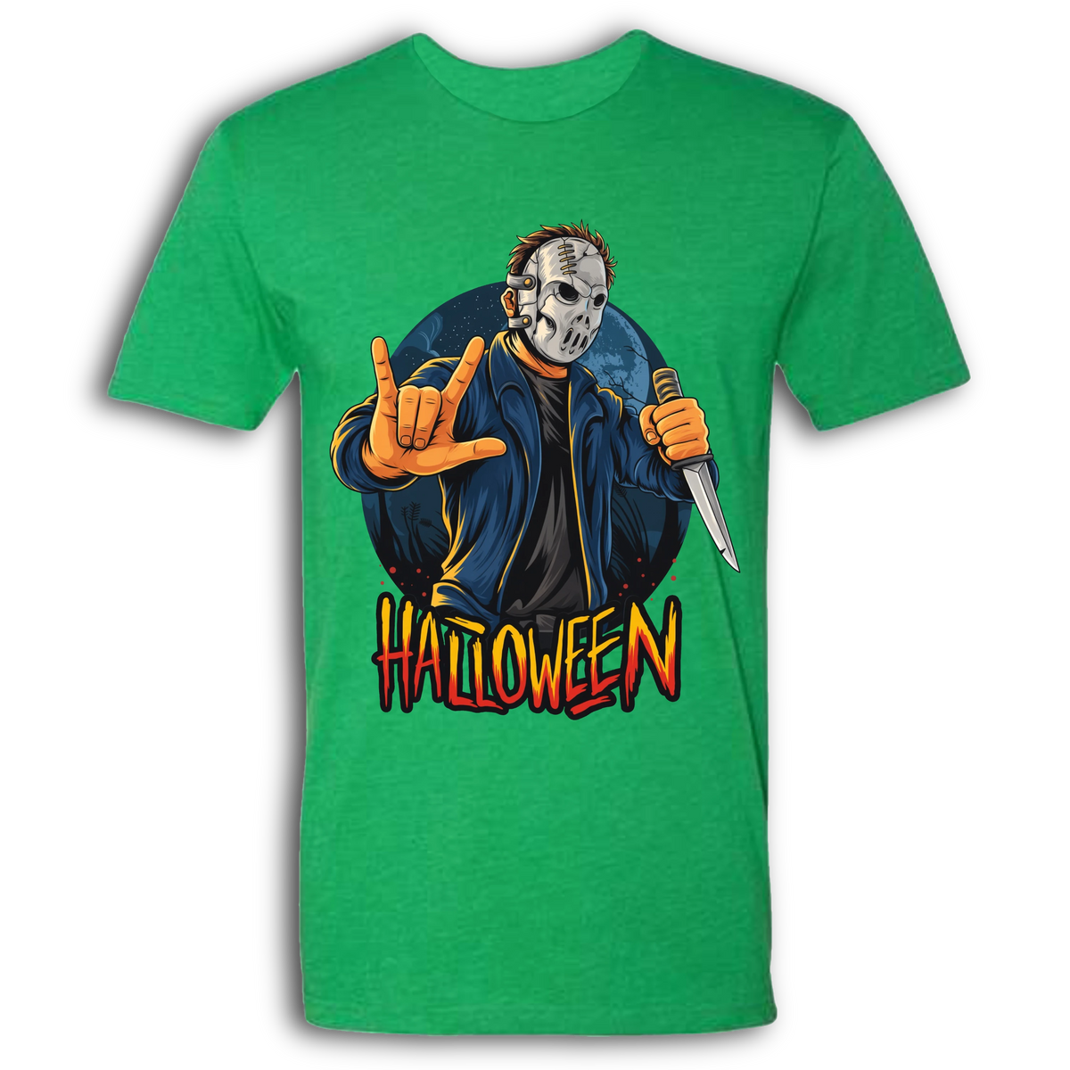 Halloween Mask & Knife Crew T-Shirt