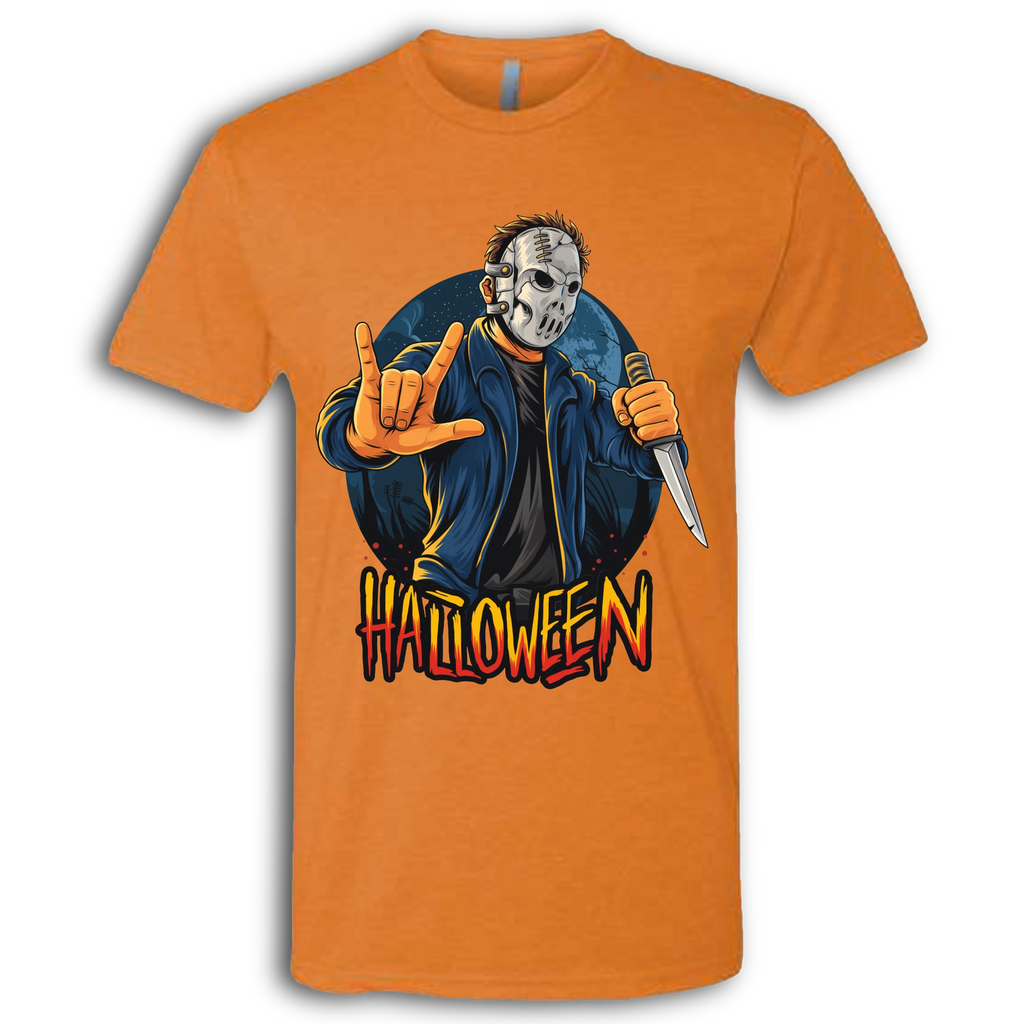 Halloween Mask & Knife Crew T-Shirt