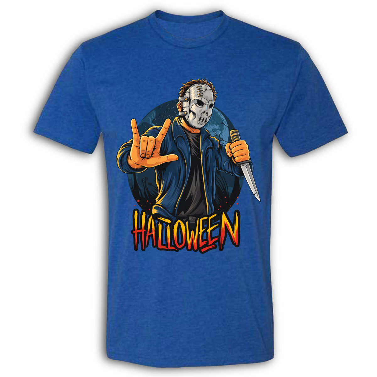 Halloween Mask & Knife Crew T-Shirt
