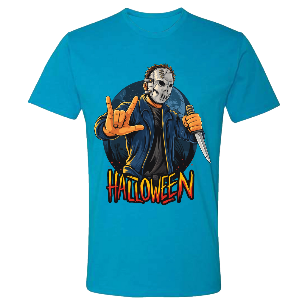 Halloween Mask & Knife Crew T-Shirt
