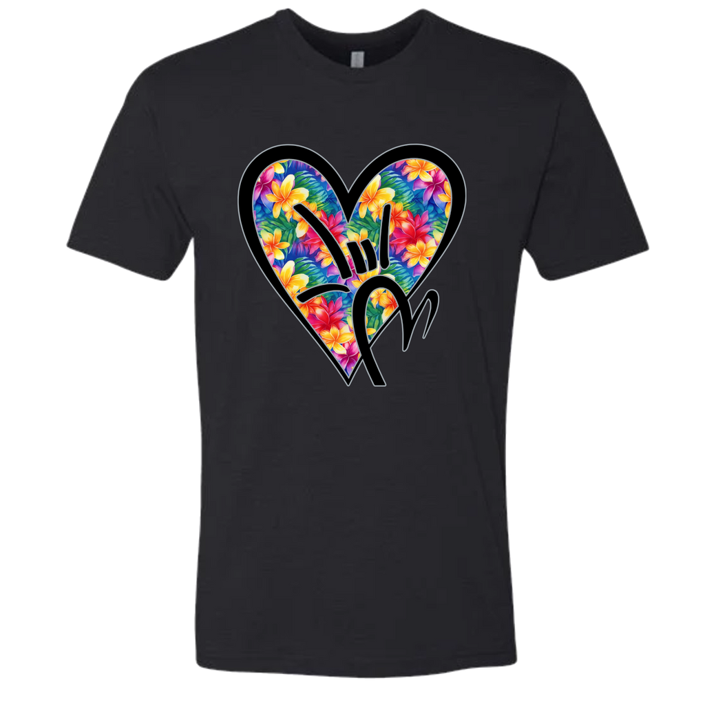 Hawaiian Flowers ILY HEART T-Shirt