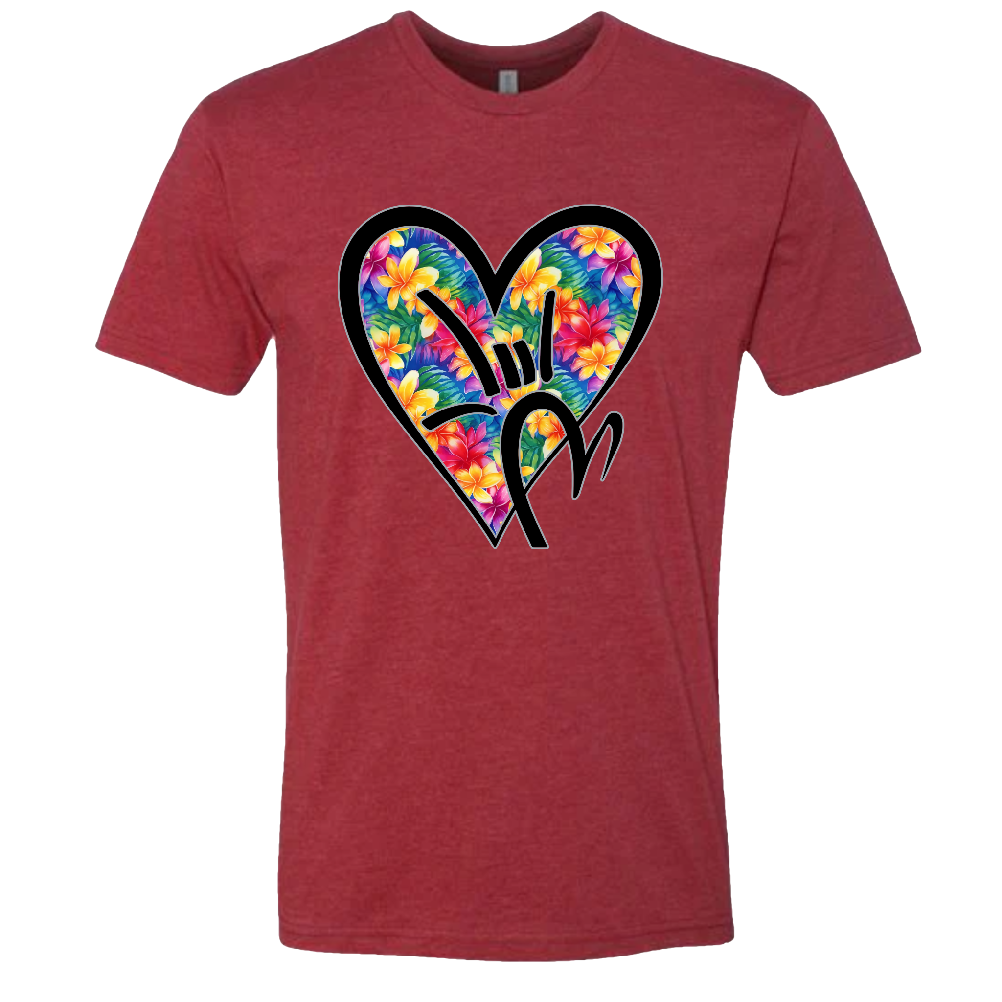 Hawaiian Flowers ILY HEART T-Shirt