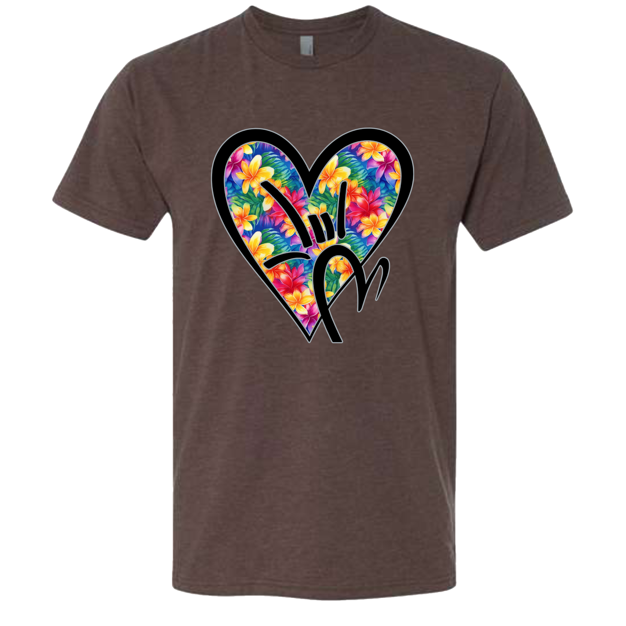Hawaiian Flowers ILY HEART T-Shirt
