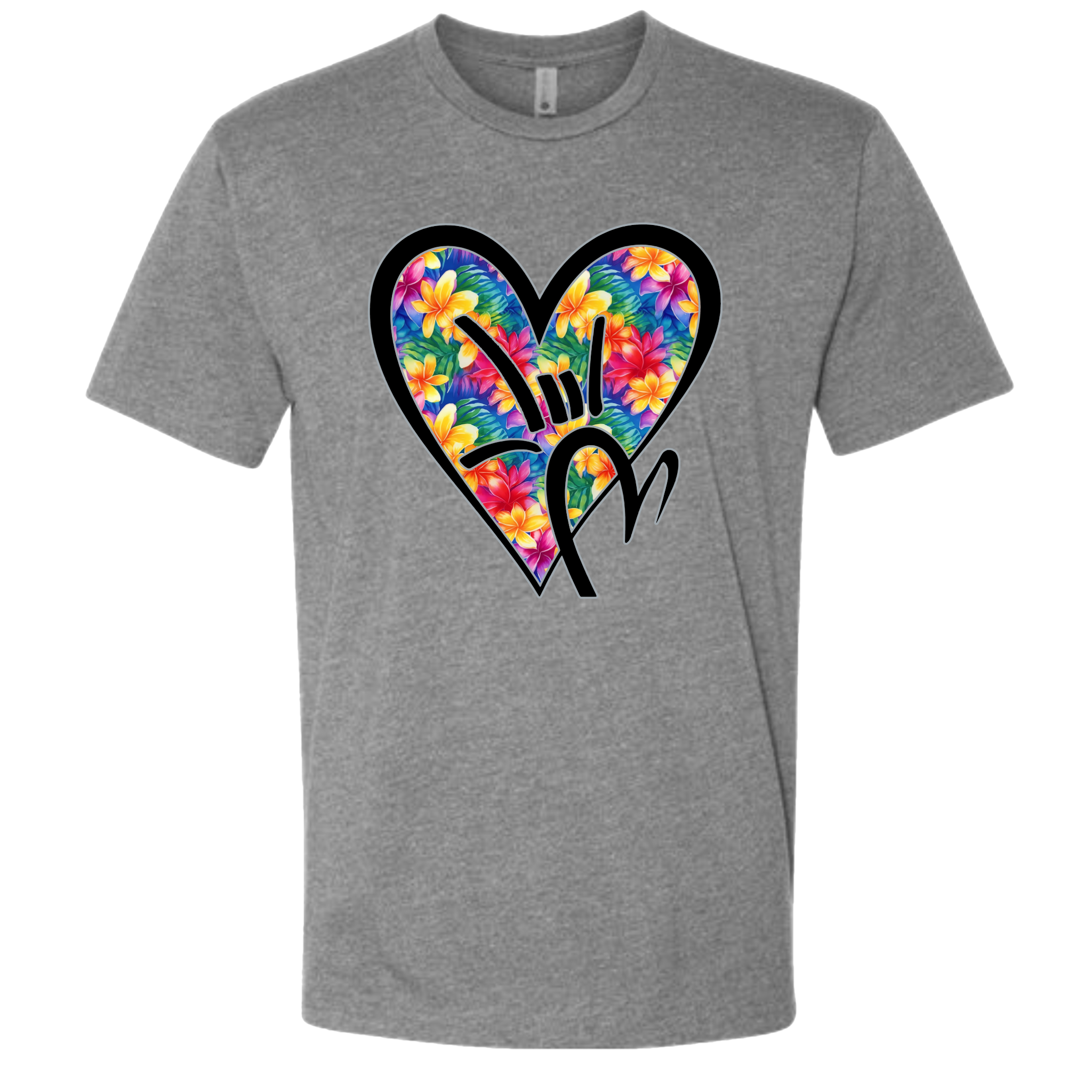 Hawaiian Flowers ILY HEART T-Shirt