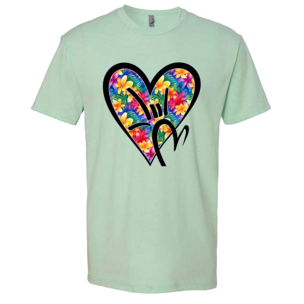 Hawaiian Flowers ILY HEART T-Shirt
