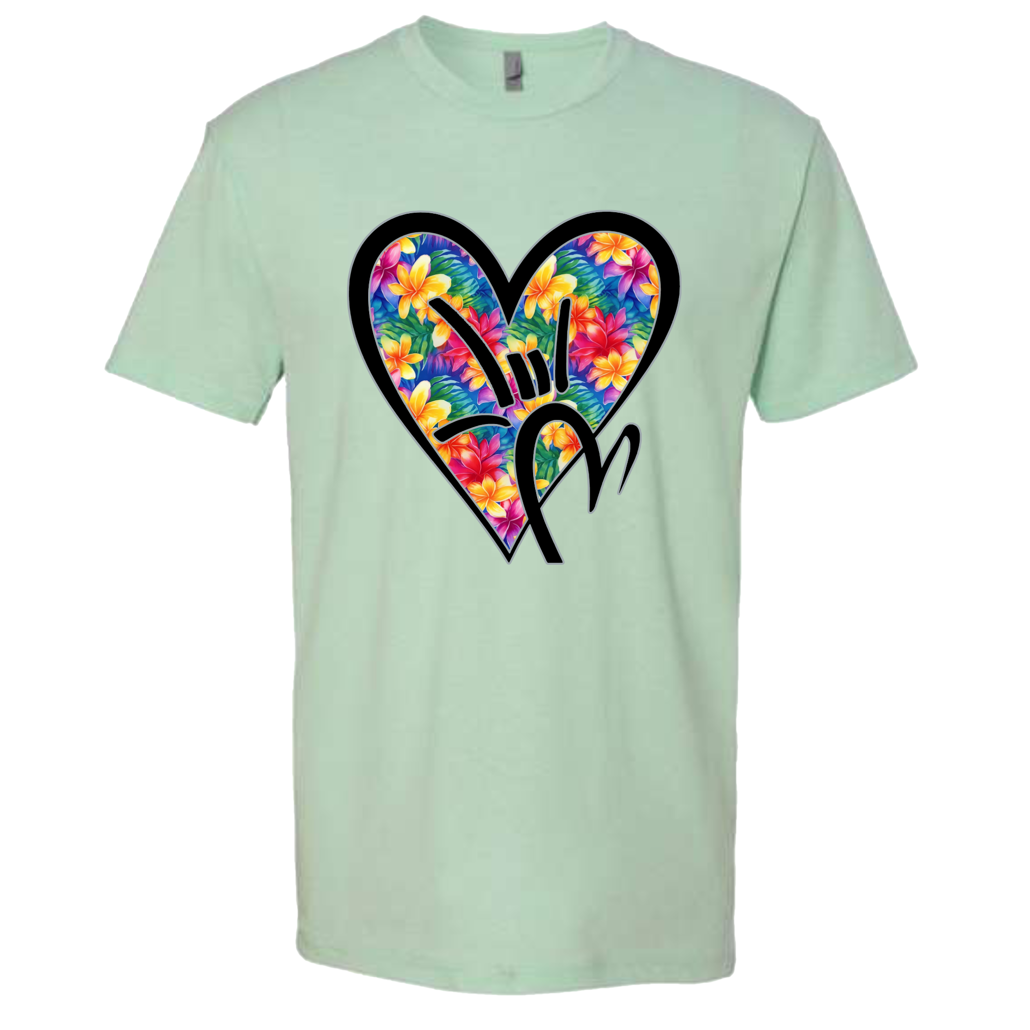 Hawaiian Flowers ILY HEART T-Shirt