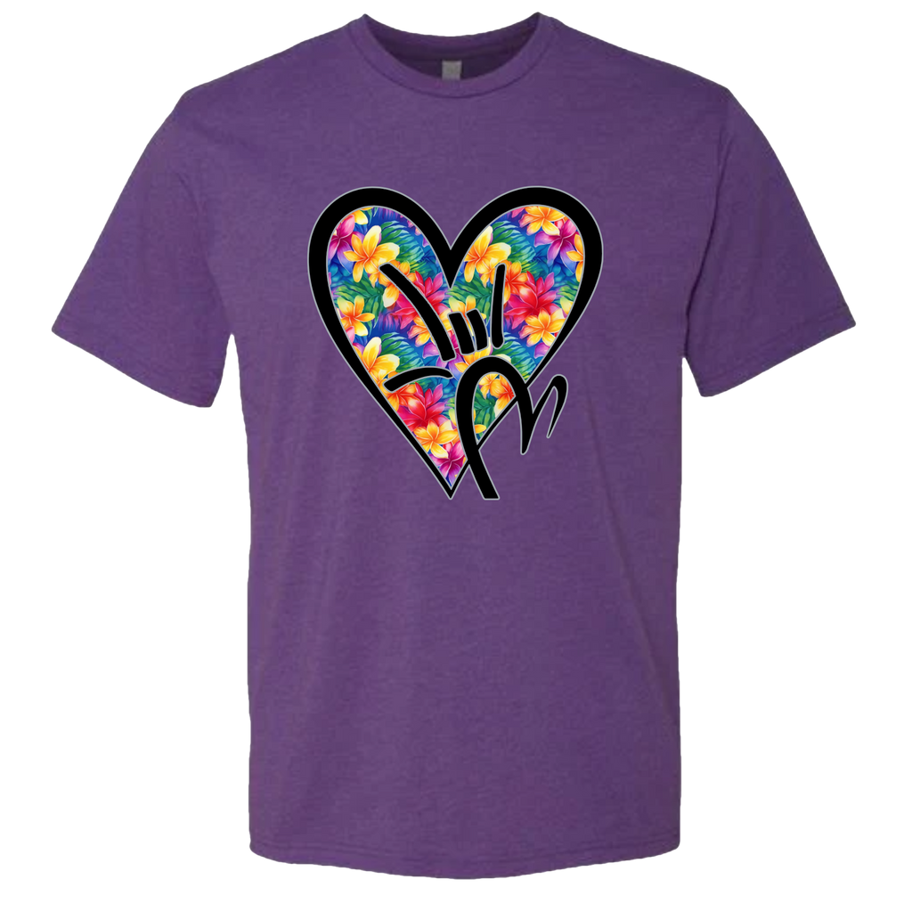Hawaiian Flowers ILY HEART T-Shirt