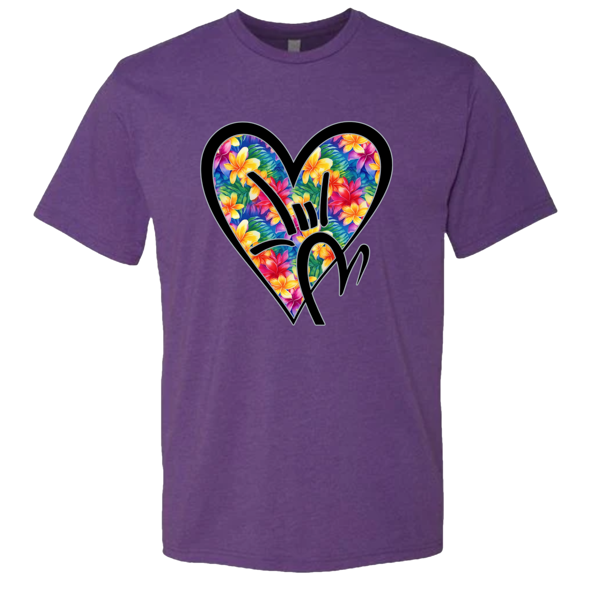 Hawaiian Flowers ILY HEART T-Shirt