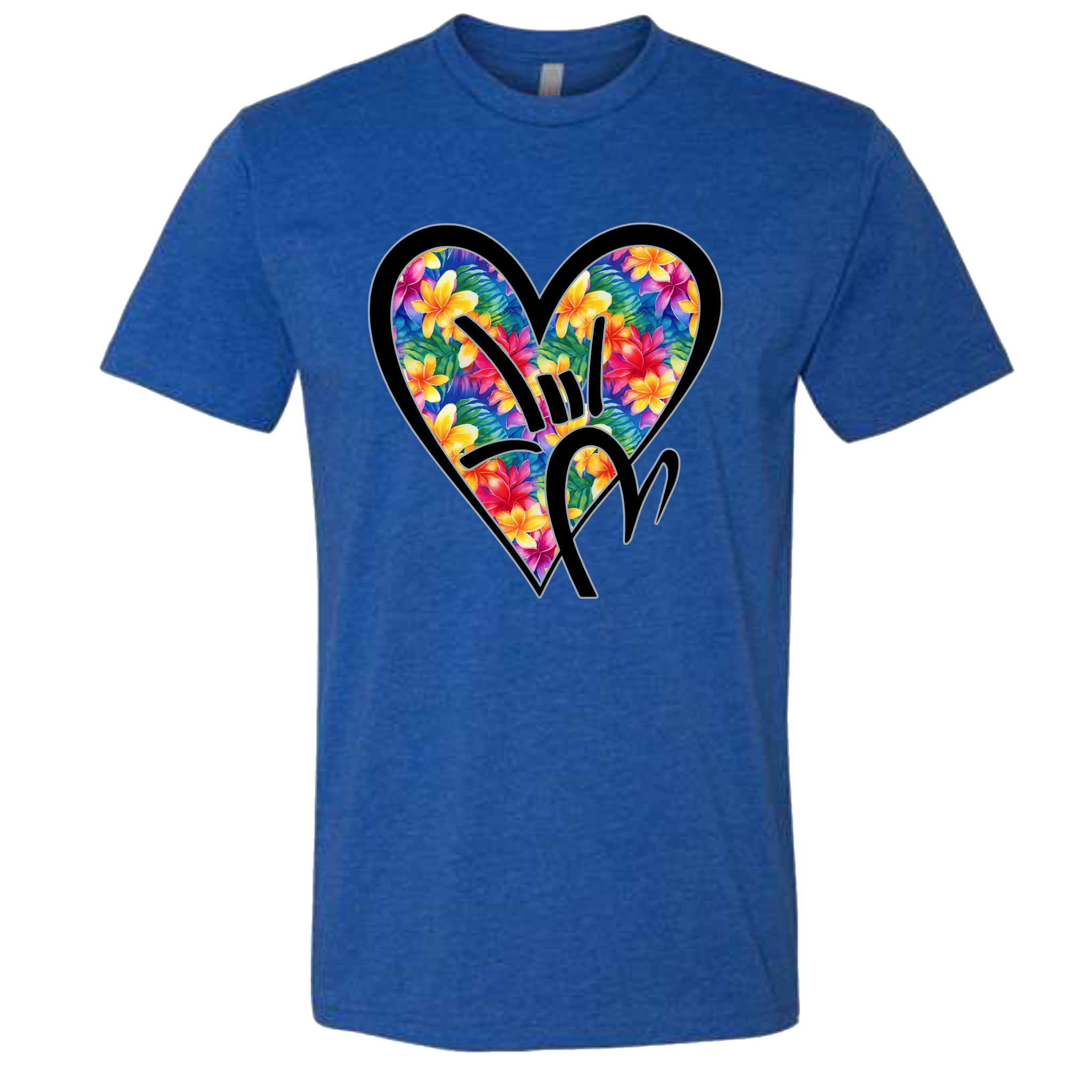 Hawaiian Flowers ILY HEART T-Shirt