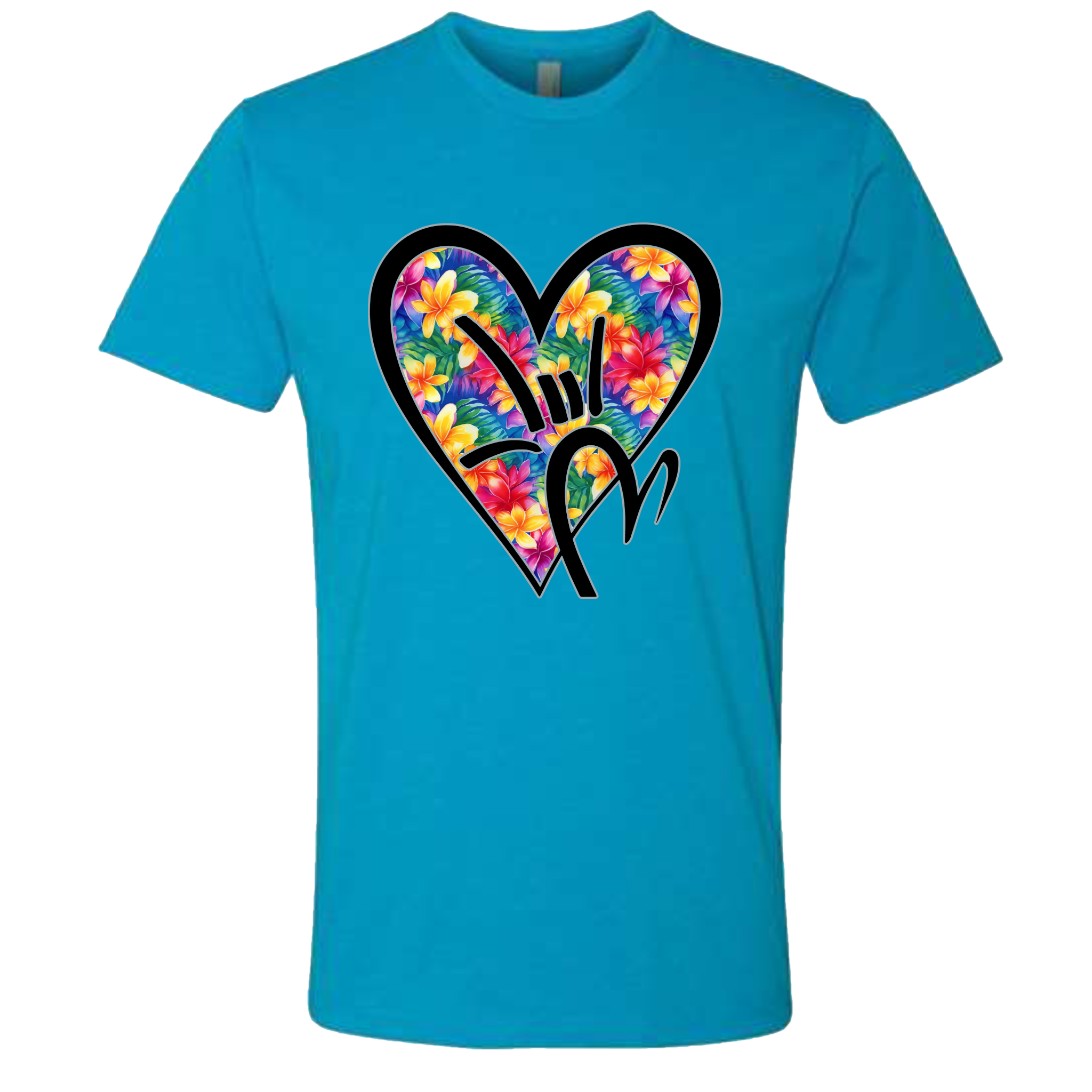 Hawaiian Flowers ILY HEART T-Shirt