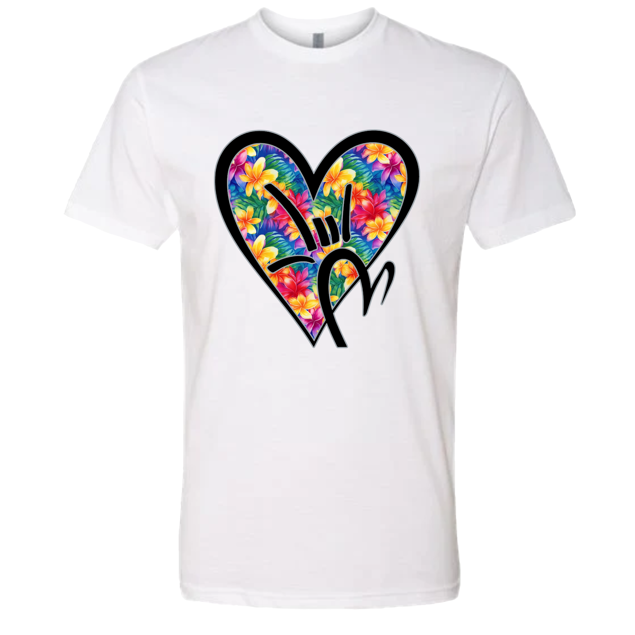 Hawaiian Flowers ILY HEART T-Shirt