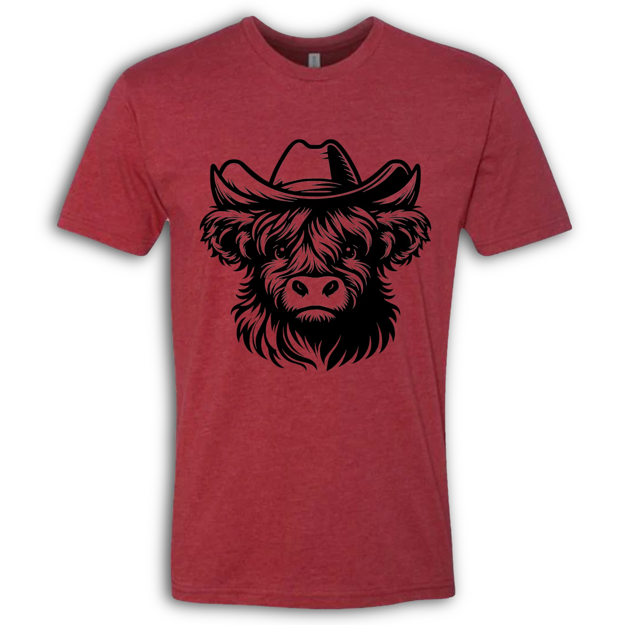 Highland Cow with Hat Black T-Shirt