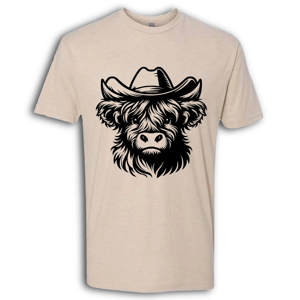 Highland Cow with Hat Black T-Shirt