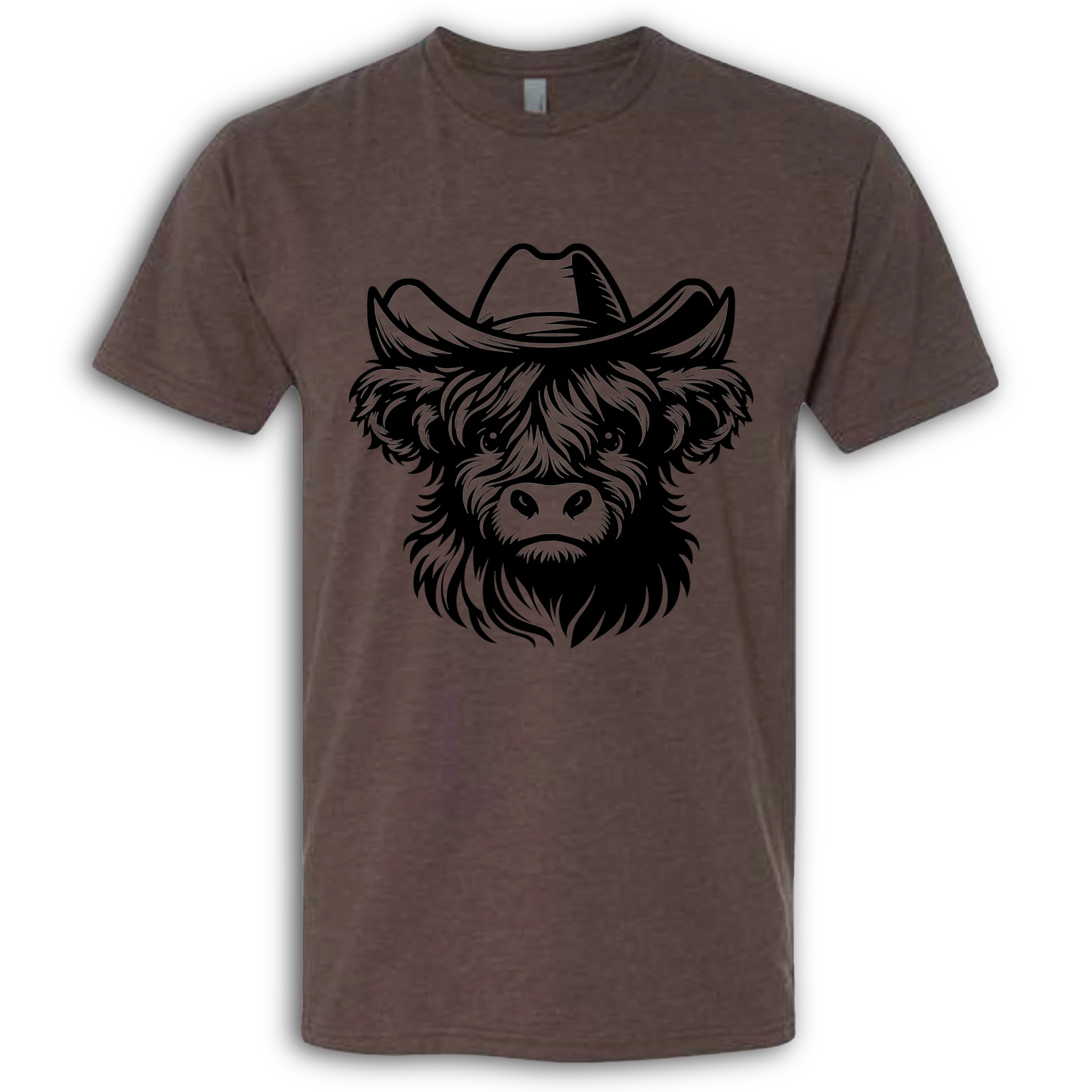 Highland Cow with Hat Black T-Shirt