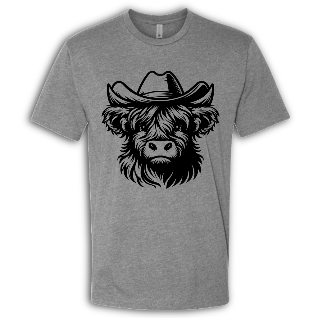 Highland Cow with Hat Black T-Shirt