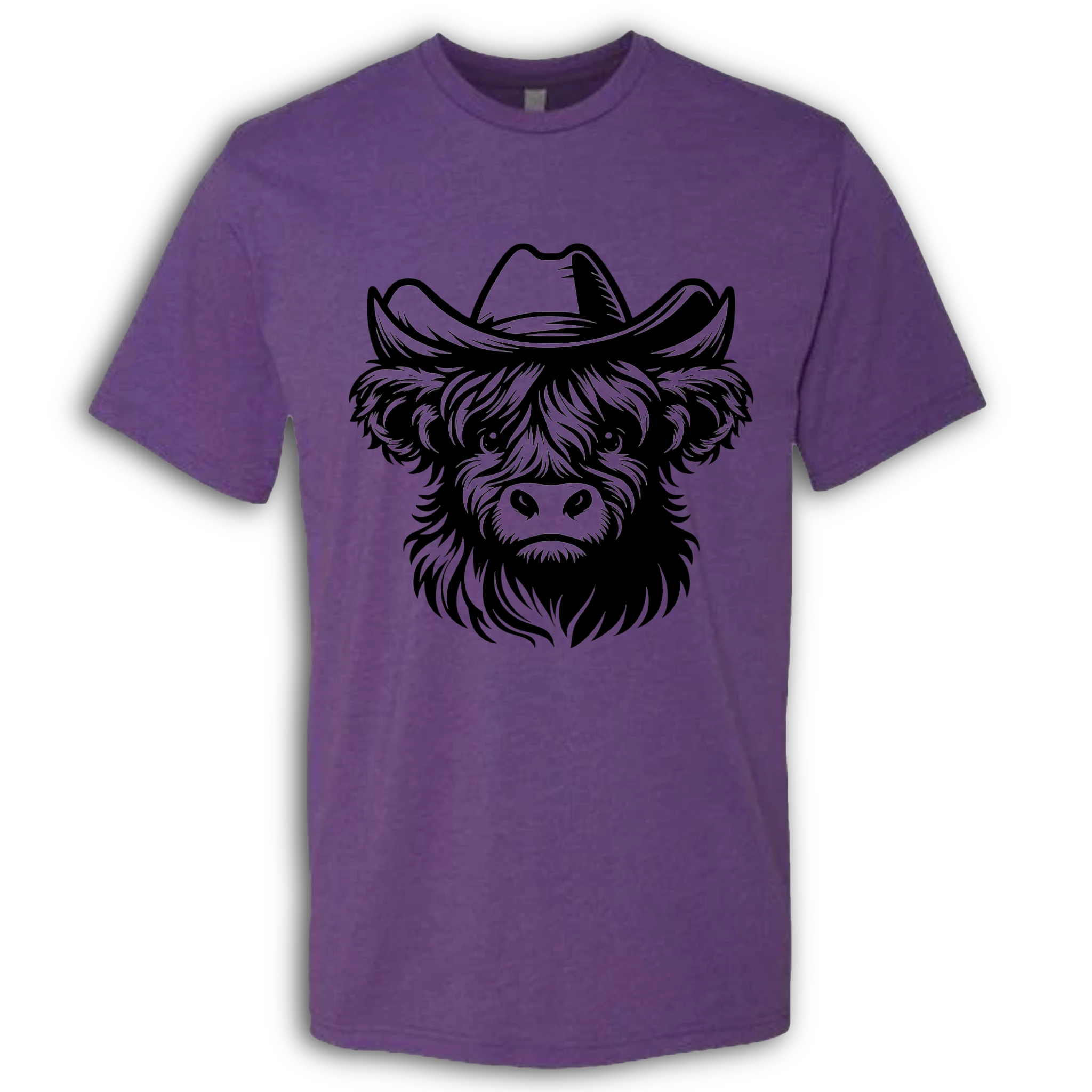 Highland Cow with Hat Black T-Shirt