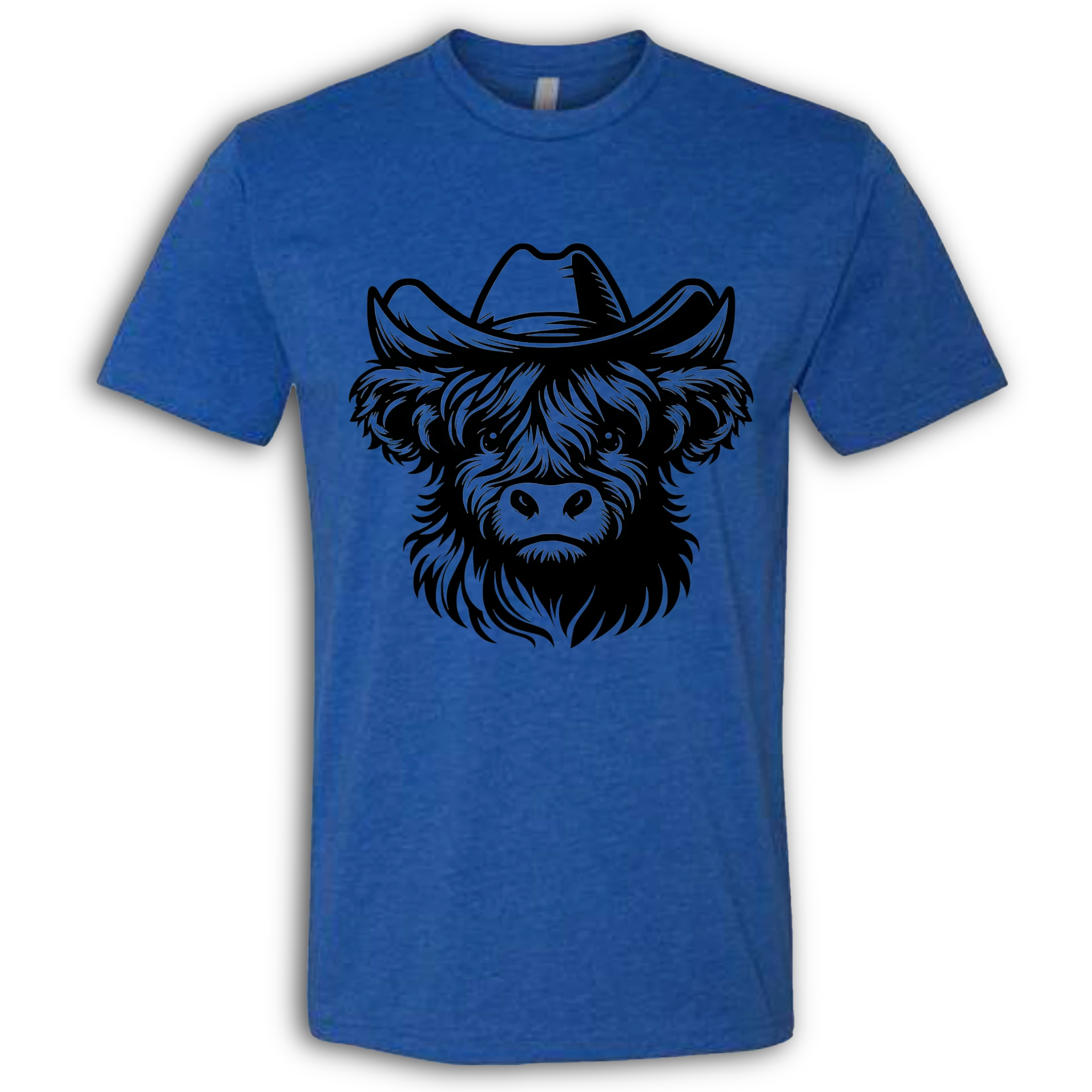Highland Cow with Hat Black T-Shirt