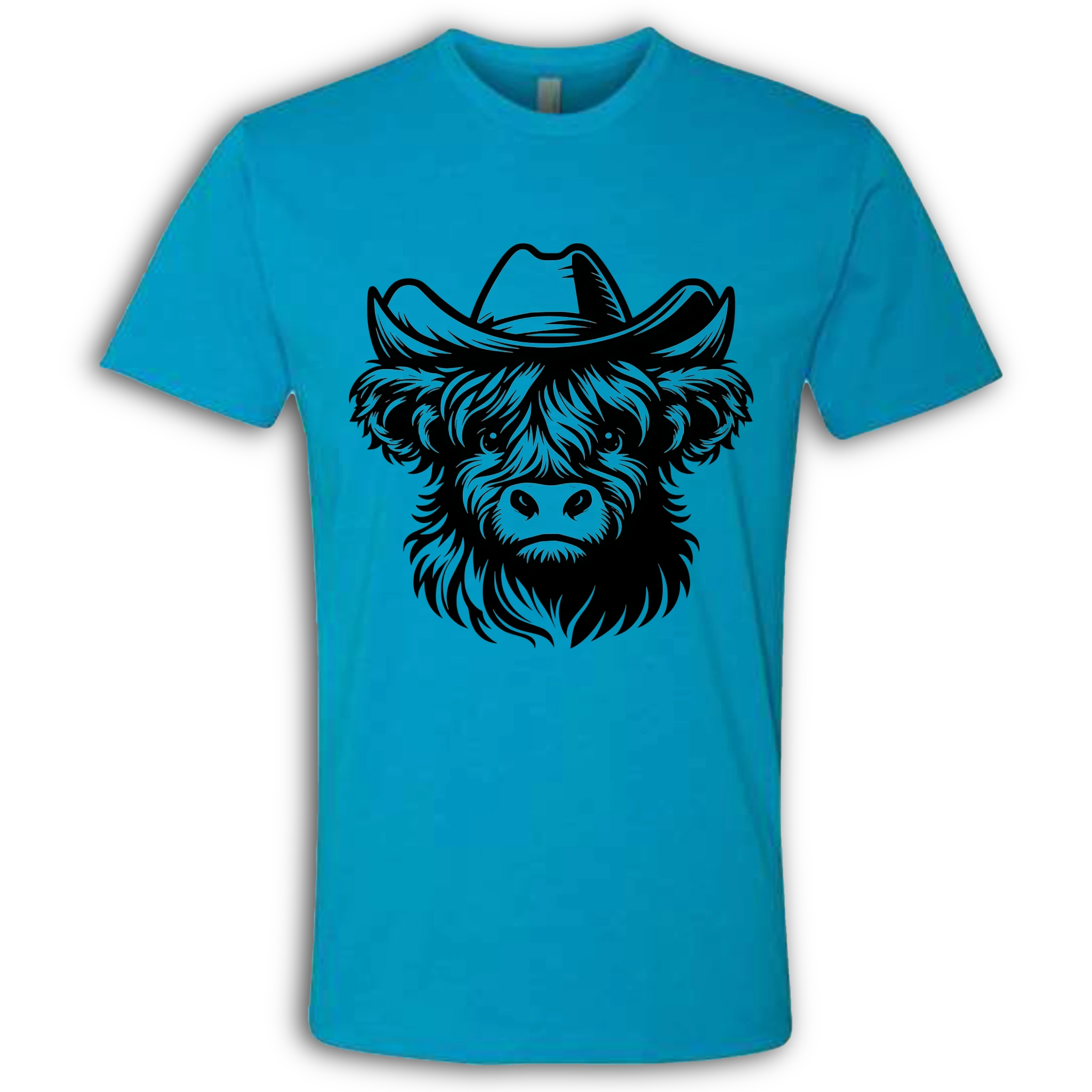 Highland Cow with Hat Black T-Shirt