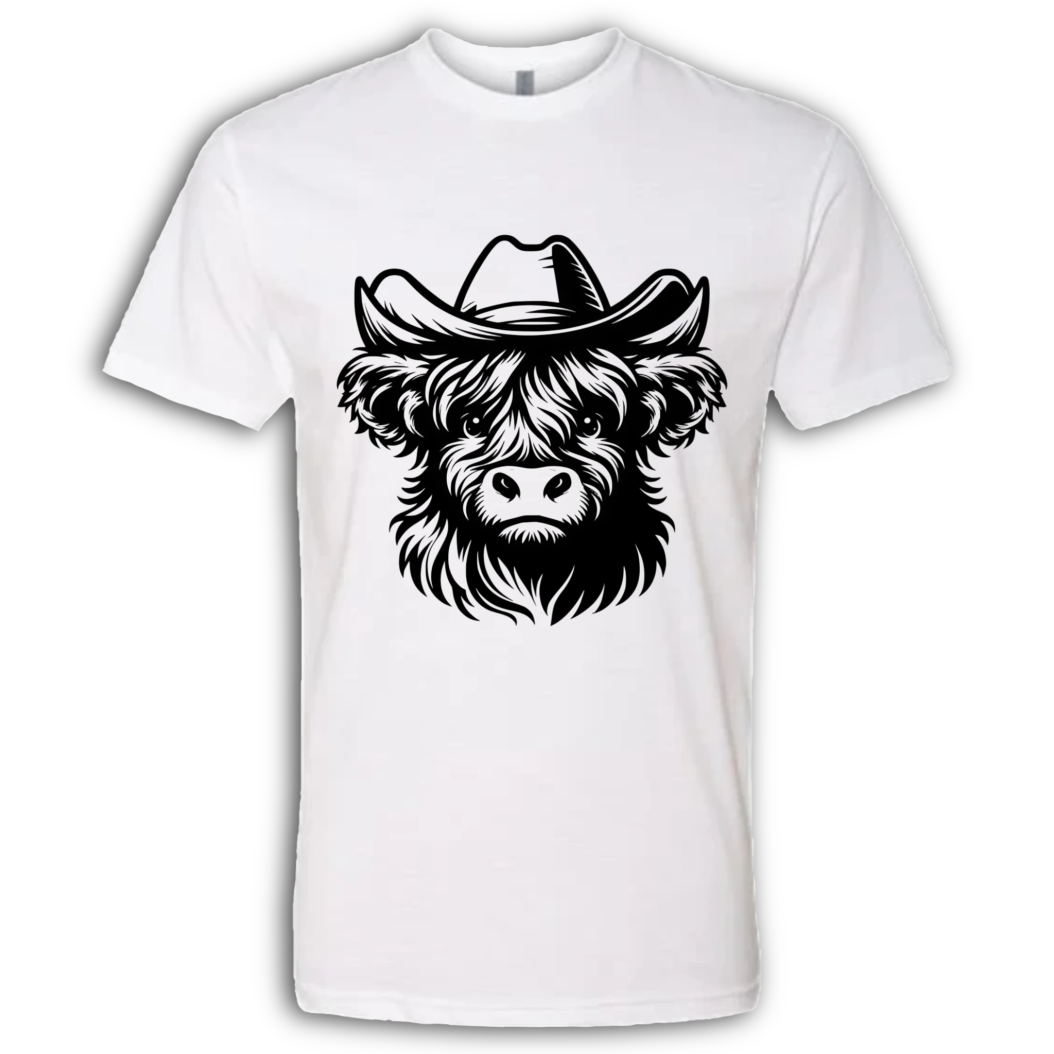Highland Cow with Hat Black T-Shirt