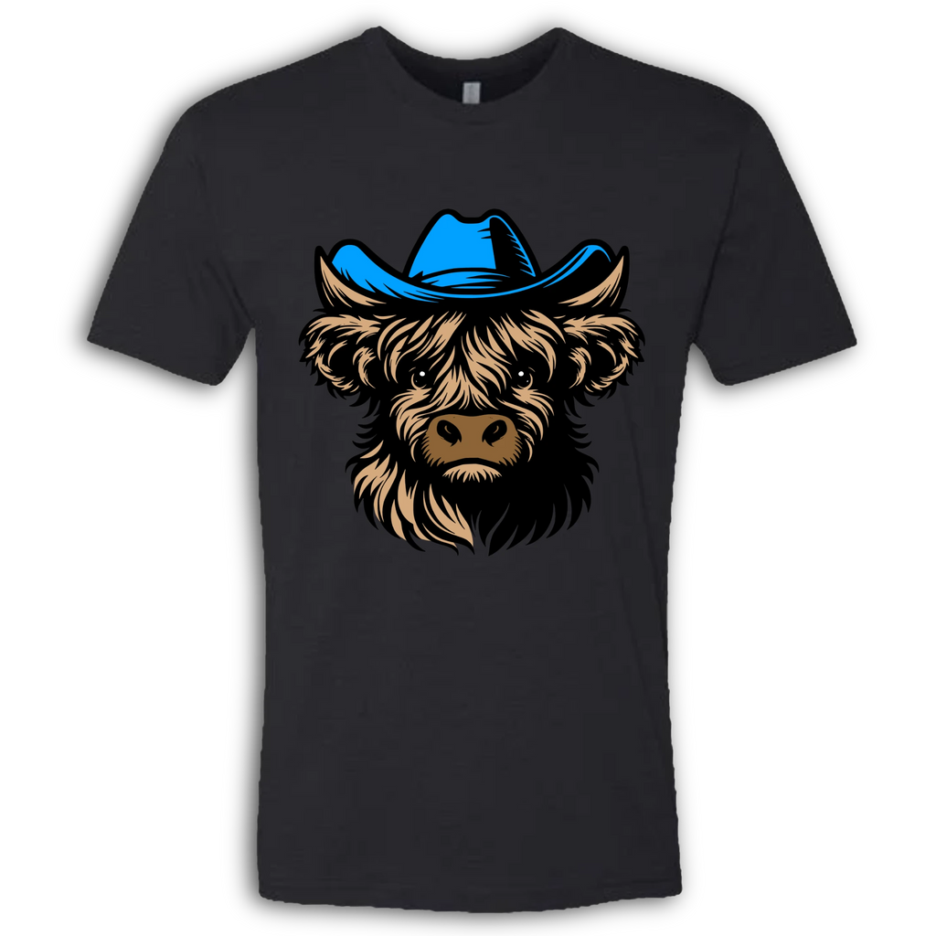 Highland Cow with Hat Colored T-Shirt