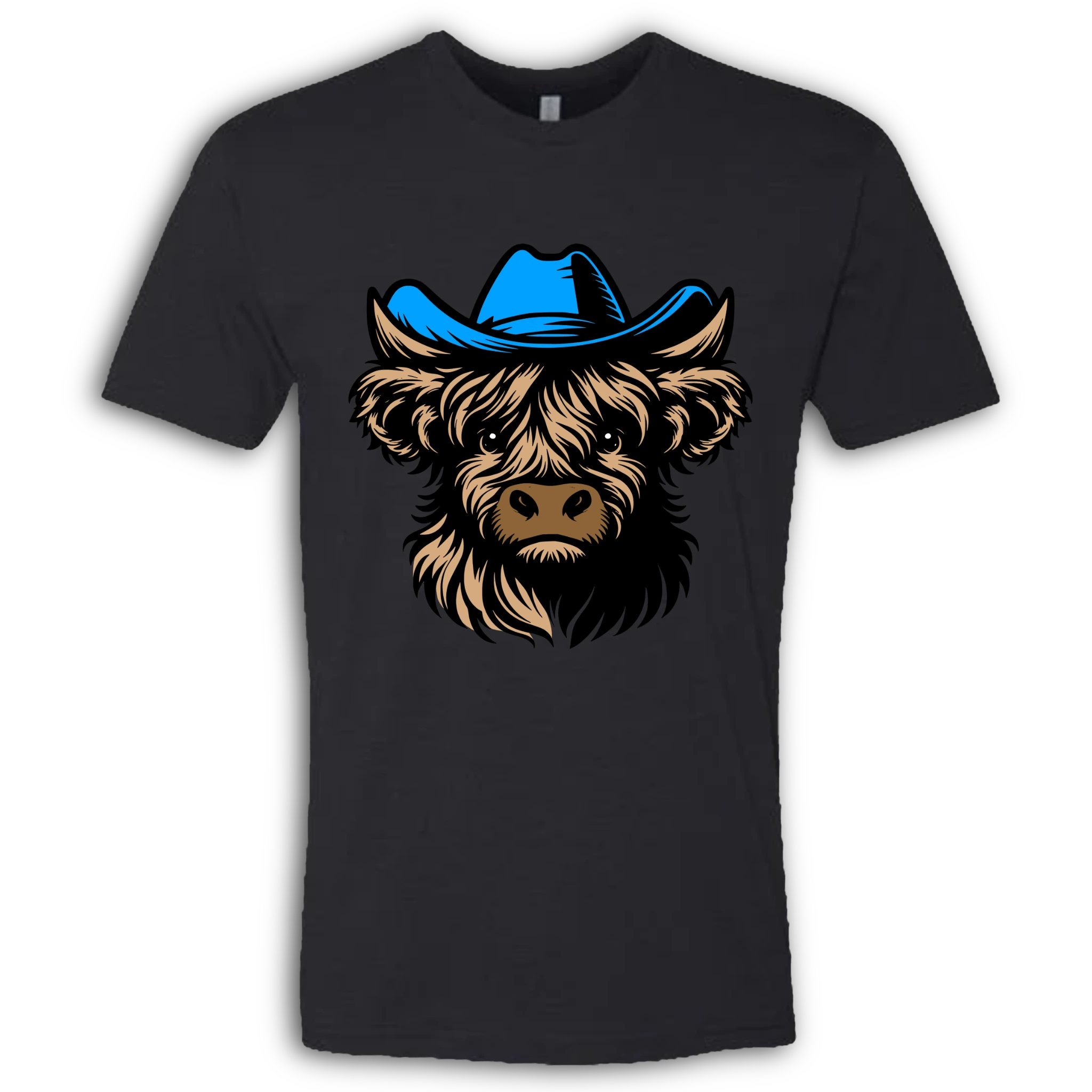Highland Cow with Hat Colored T-Shirt