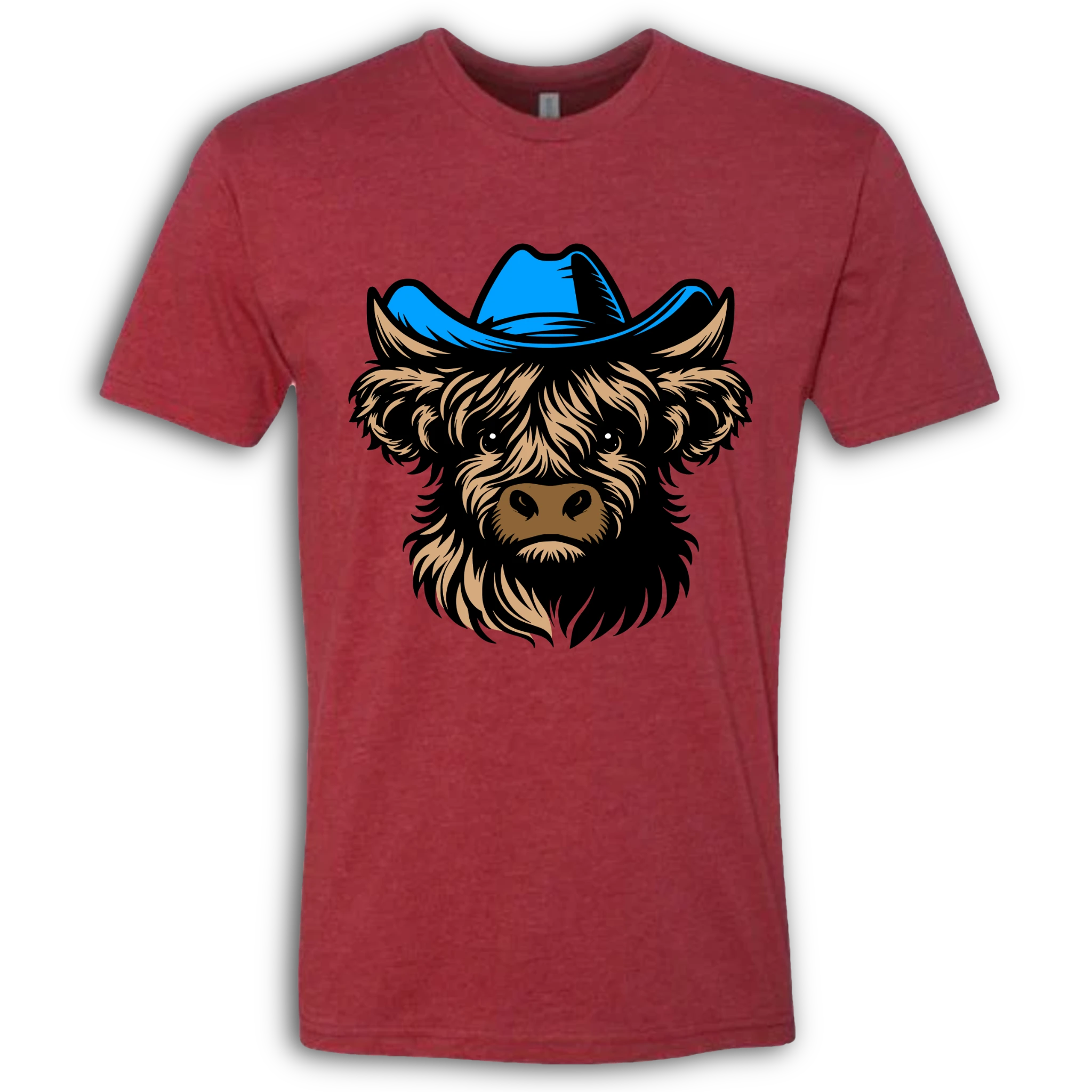 Highland Cow with Hat Colored T-Shirt