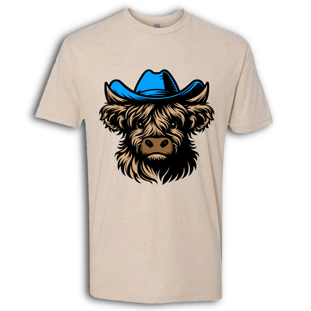 Highland Cow with Hat Colored T-Shirt