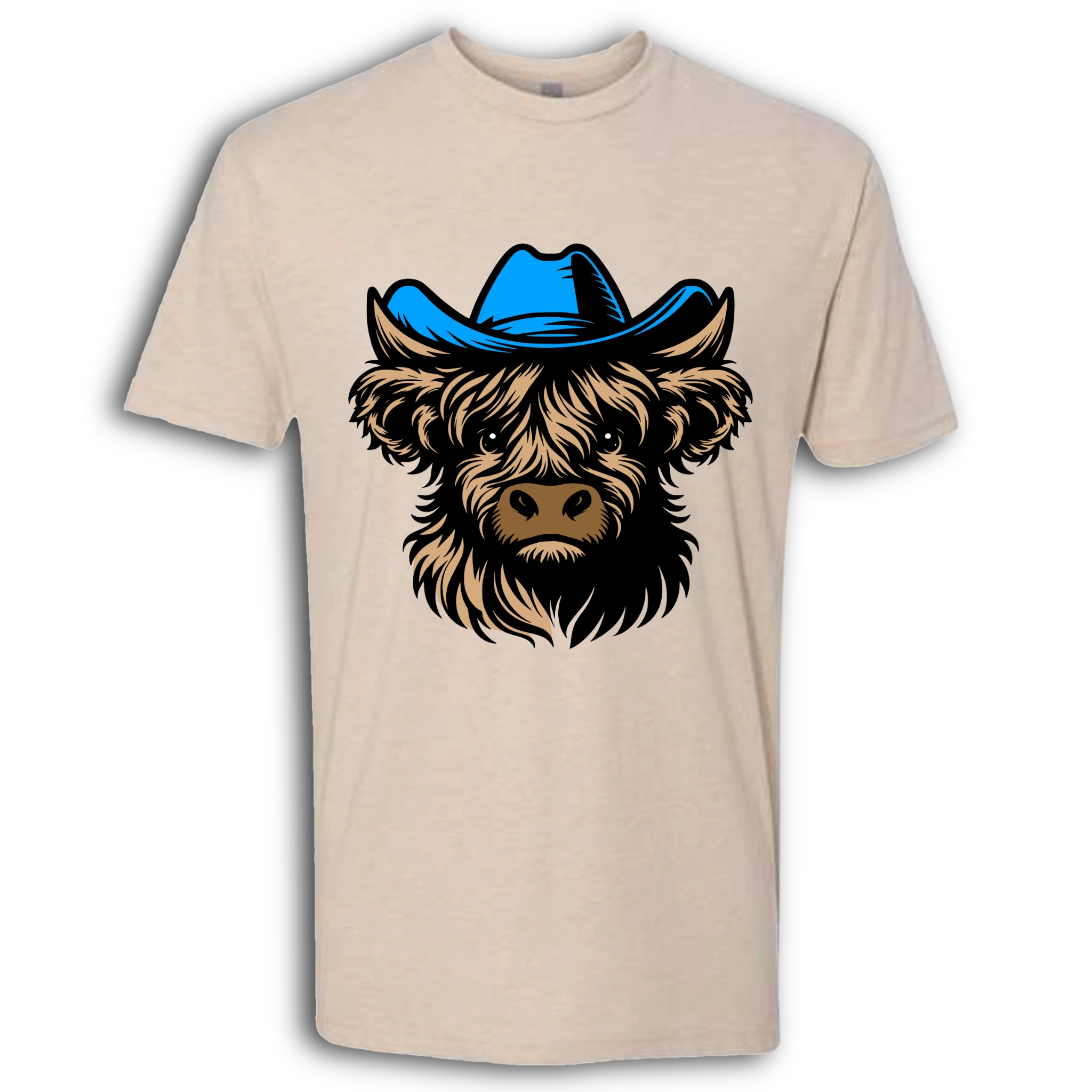 Highland Cow with Hat Colored T-Shirt